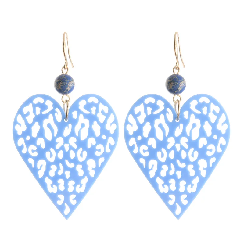 Длинные серьги в форме сердца NeeFu WoFu большие из натурального камня для женщин