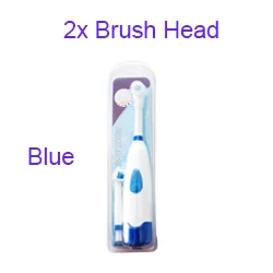 2pcs blue 1 шт. вращающаяся электрическая зубная щетка с аккумулятором, вращающаяся зубная щетка, электрическая щетка для взрослых и детей, Сменная головка щетки - Цвет: 2pcs blue