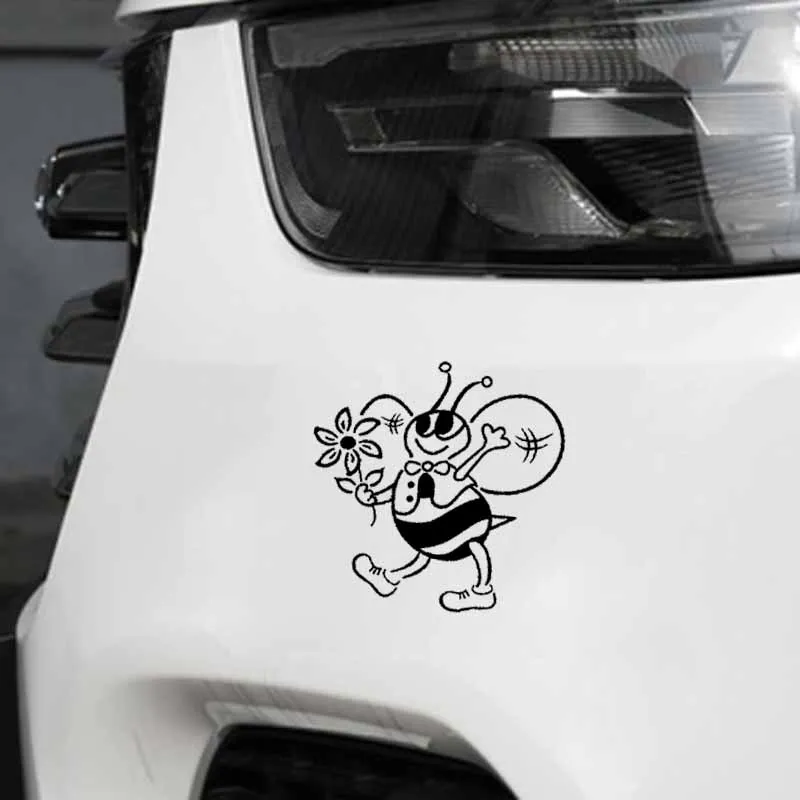 

YJZT 15CM*15CM Funny Cartoon Bee Decal Vinyl Car Sticker Black/Silver C19-0117