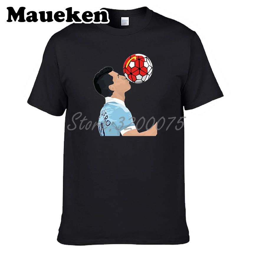 Мужская футболка с круглым вырезом Sergio Leonel Kun Aguero del Castillo 10 manner для любителей