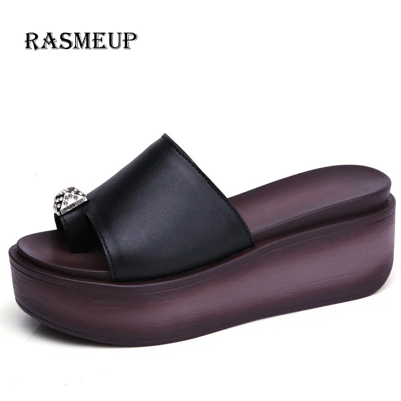 RASMEUP/женские вьетнамки из натуральной кожи на платформе коллекция 2018 года Модные