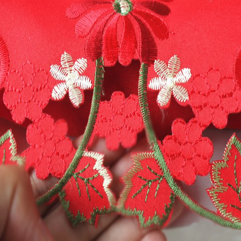 Вышитая красная настольная дорожка Цветочная Роскошная Свадебная скатерть