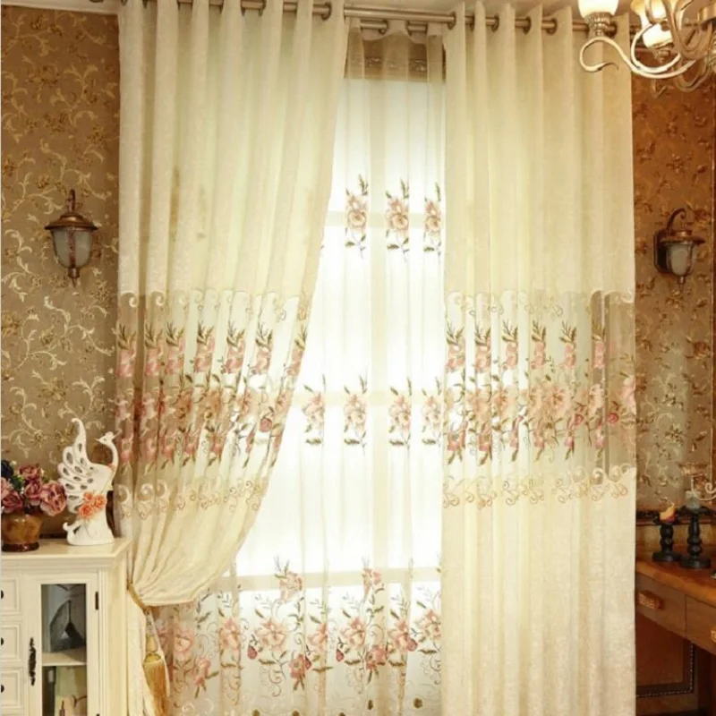 Европейский Стиль Вышитые Чистый Занавес Для Гостиной Высокое Качество Жалюзи