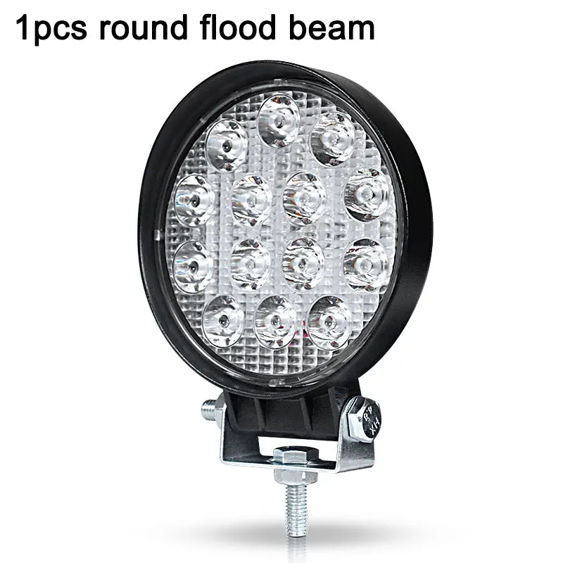 one pcs 42W flood 42 Вт 48 Вт 4 дюйма светодиодный светильник для внедорожника 4WD грузовик Трактор Лодка прицеп 4x4 ATV SUV 12 24V точечный прожектор 4,2 ''светодиодный светильник для вождения - Цвет: one pcs 42W flood