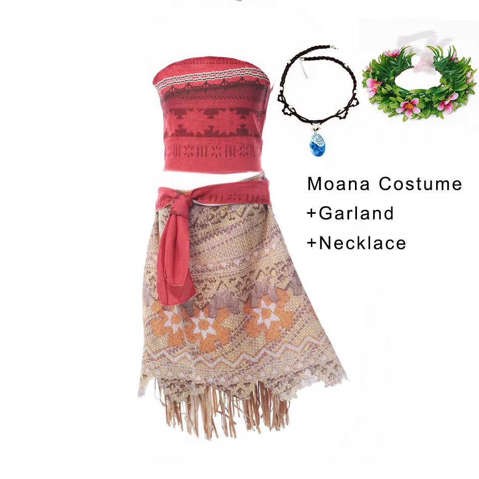 Moana Set Костюм принцессы Рапунцель, Золушки, Спящей красавицы, Белль, для маленьких девочек, костюм с аксессуарами, Детский костюм Эльзы, Анны, жасмина - Цвет: Moana Set