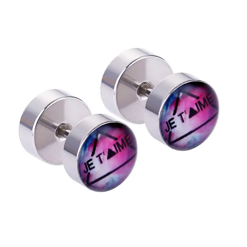 1 пара = 2 штуки ушные пирсинг из хирургической стали с логотипом I LOVE YOU