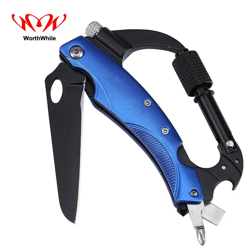WorthWhile Multifunction Mountaineering Buckle Knife with LED for Outdoor Camping Hiking Survival Pocket EDC Tool Keychain | Спорт и