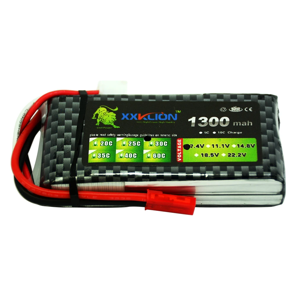2 шт. XXKLION Lipo Батарея 7 4 V 1300 мА/ч 25C 30c 35c xt60 с t образной вилкой для пульт ДУ