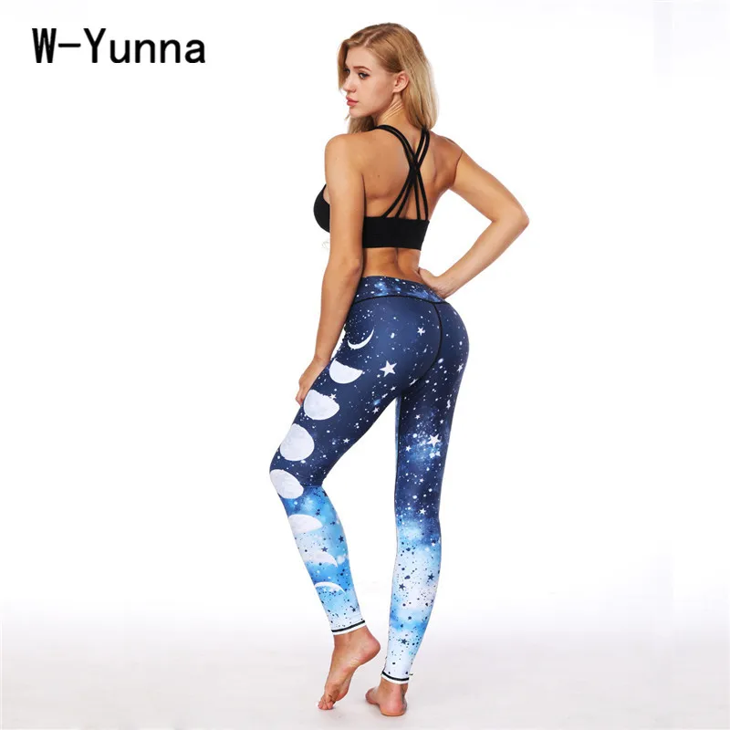 W-Yunna2019, новинка, спандекс, 3d принт, Юга, брюки, женские, высокая талия, эластичные длиной до лодыжки, леггинсы, штаны с принтом Луны, спортивные Леггинсы