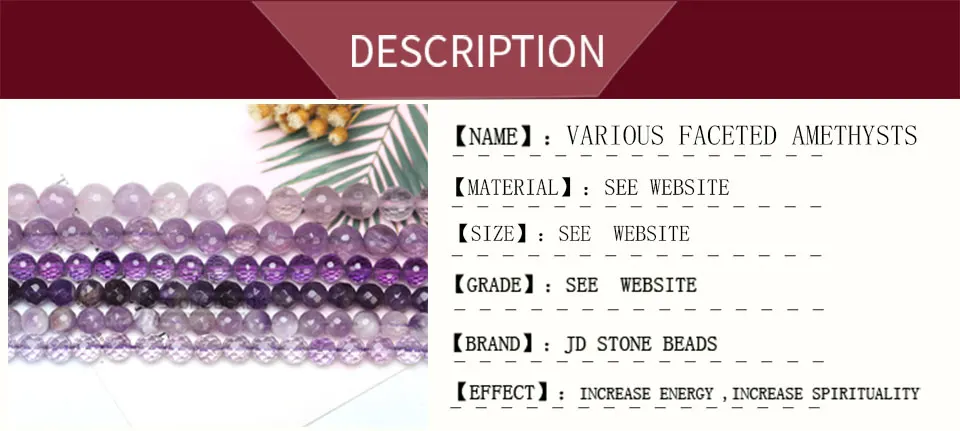 6 Colors Natural Faceted Amethyst Beads Violet Quartz Amethyst Gemstone Fancey Bracelet Necklace Accessory For Jewelry Making