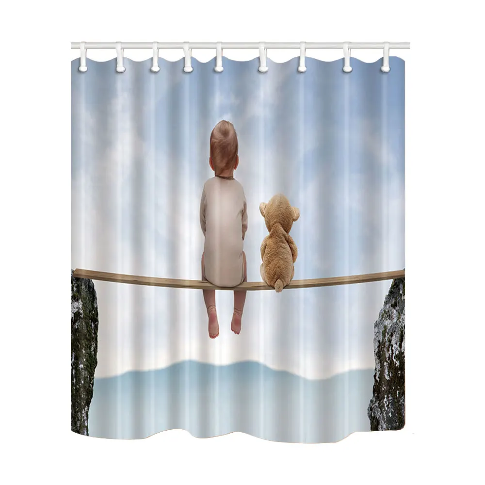 

Cat and Mother Cat Creative Design Shower Curtains Bath Screens Home Decor Polyester Fabric Waterproof Mildew Proof with Hooks