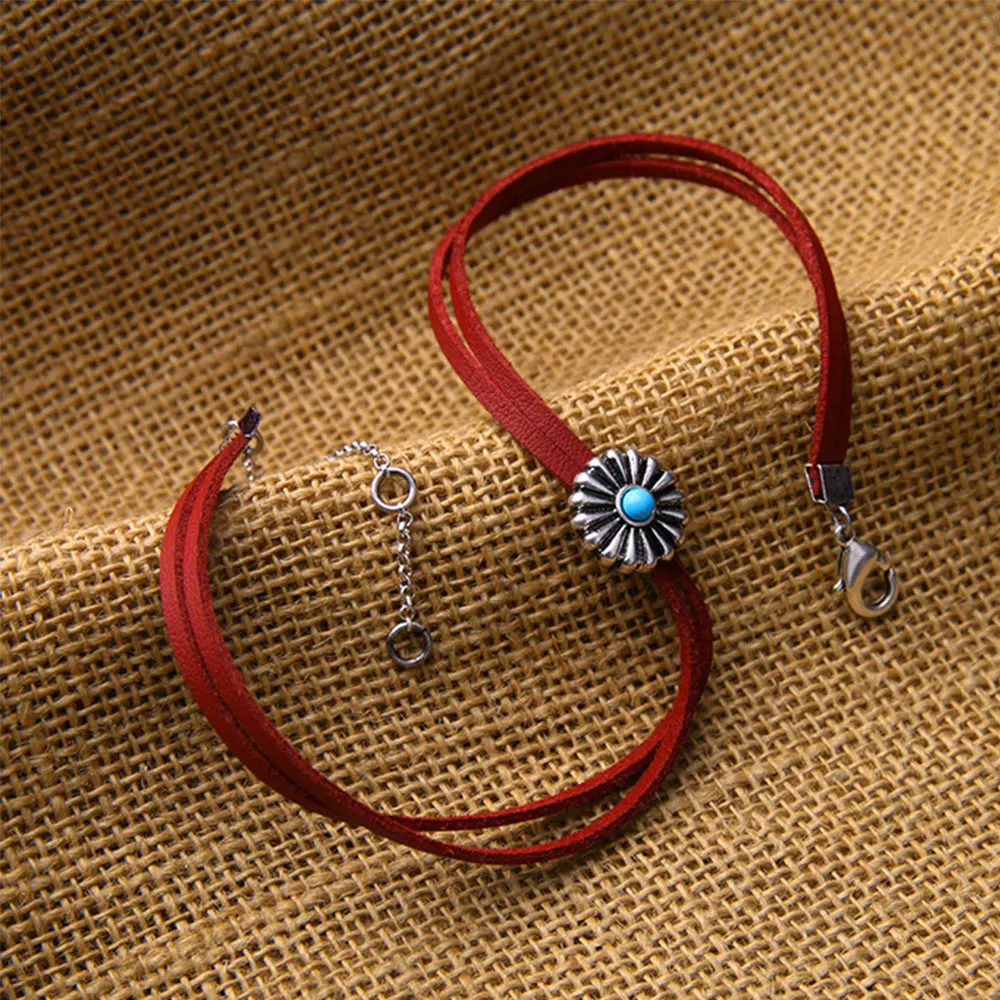 2017 Flowers Red Imitation Leather Vintage Choker New Popular Necklaces for Women Fashion Jewelry | Украшения и аксессуары
