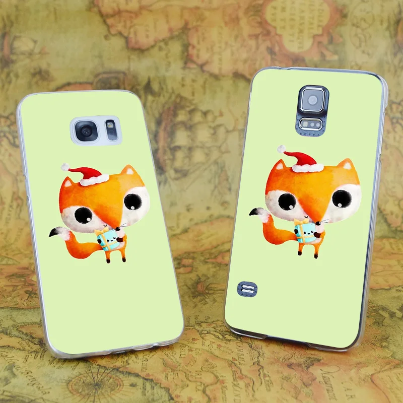 E2910 милый Рождественский Прозрачный жесткий чехол из поликарбоната с лисой для