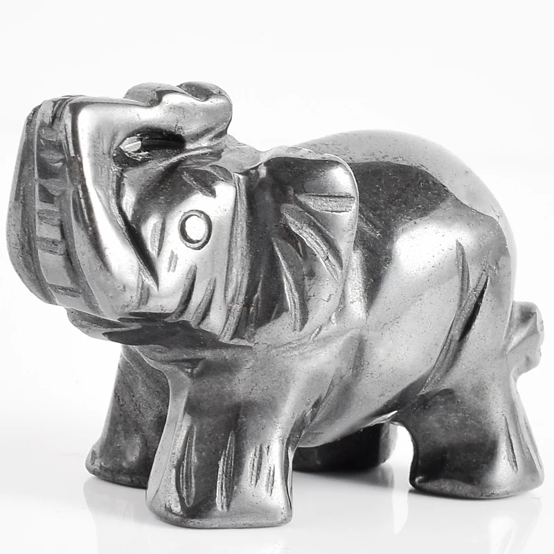 

2 Inch Elephant Figurines Craft Carved Natural Stone hematite Elephant Mini Animals Statue for Home Decor Chakra Healing