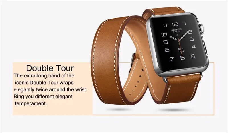 Ремешок из натуральной кожи для apple watch 4 5 44 мм 40 мм ремешок iwatch 42 мм 38 мм двойной тур Браслет apple watch 5 4 3 2 ремешок для часов
