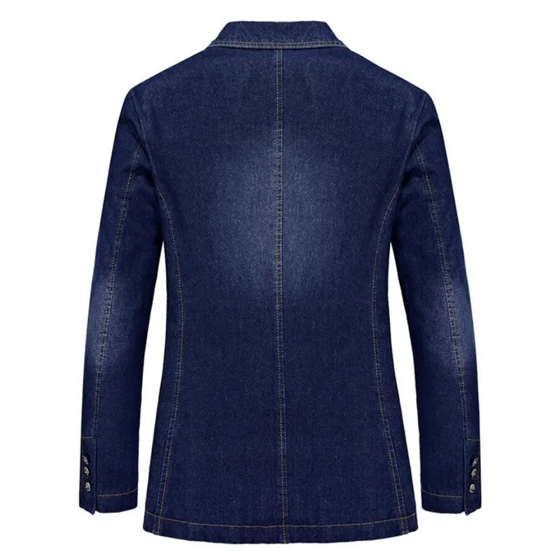 ROHOPO Black Man Denim Blazer Medium Slim Thick Cotton Casual Male Outwear Spring/Autumn Men Single Breast blazer | Мужская одежда