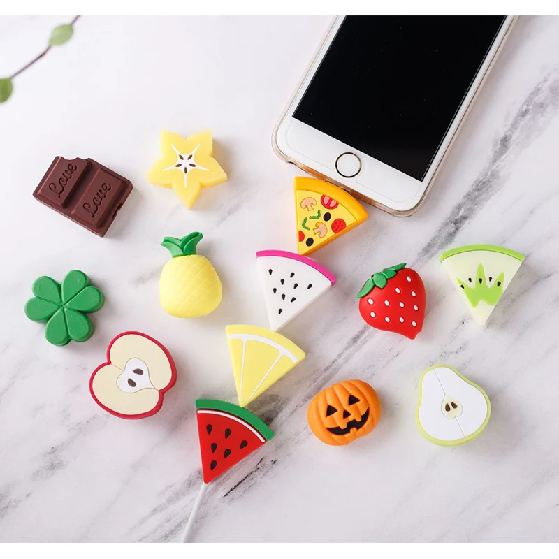 Кабель Bite милые фрукты кабель протектор для iphone USB кабель Органайзер Chompers зарядное устройство провода Держатель Pprotege кабель для игрушек забавные