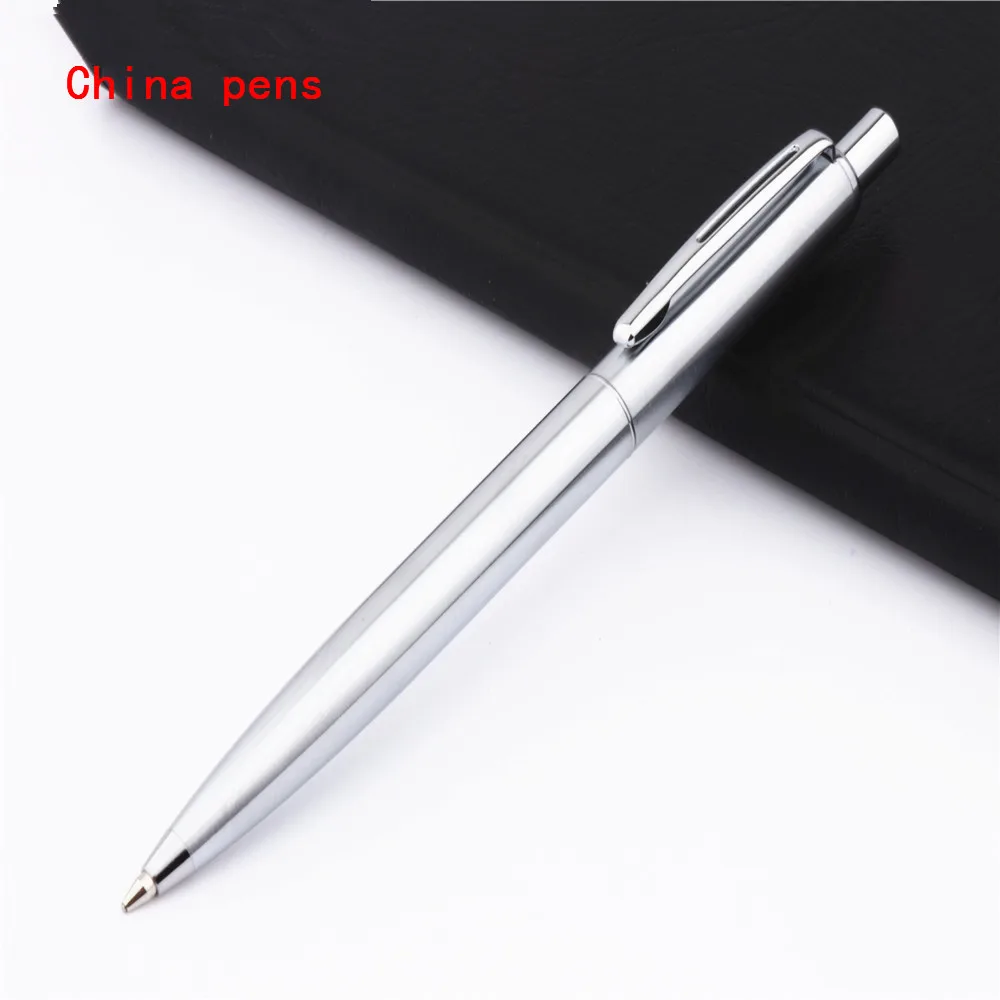 JINHAO 039 Платина Нержавеющая Сталь Push Бизнес Офис Средний Перо Шариковая ручка новая