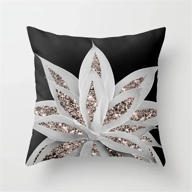 Cushion Covers15 Мягкий Летний чехол для подушки с изображением тропических джунглей и растений пальмовых листьев, чехол для подушки с черно-белым геометрическим узором, домашний декор - Цвет: Cushion Covers15