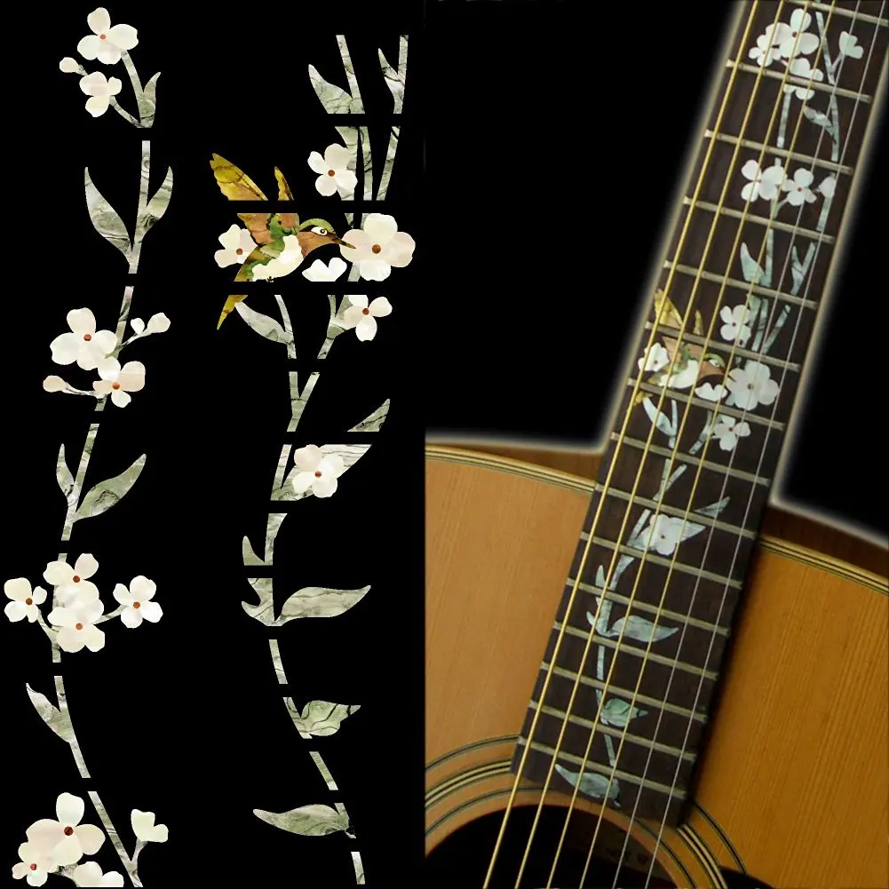 

Маркеры Fretboard с инкрустацией, наклейки для гитары-древо жизни с колибри
