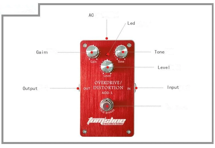 

AOD-1 Guitar Effect Pedal Overdrive Distortion Electric Guitar Effect Pedal Aluminum Alloy Housing True Bypass