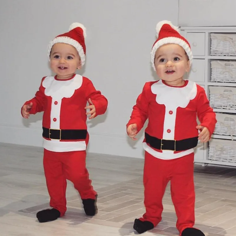 Christmas Newborn Baby Boy Girl Clothing Set Infant Toddler Children Long Sleeve Santa Claus Sweatershirt+Pants+Hat 3pcs Outfit | Детская