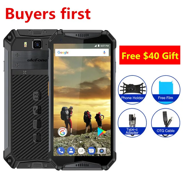 Смартфон глобальная версия Ulefone Armor 3 IP68 Android 8 1 5 7 дюйма FHD ядер 4 + 64 ГБ 21 МП 10030 мА · ч