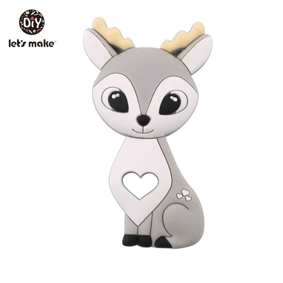 Grey Deer 1 шт. силиконовый Прорезыватель для зубов Bambi Sika олень сенсорная игрушка для новорожденного ребенка аксессуары для ухода за ребенком органический Прорезыватель для зубов - Цвет: Grey Deer
