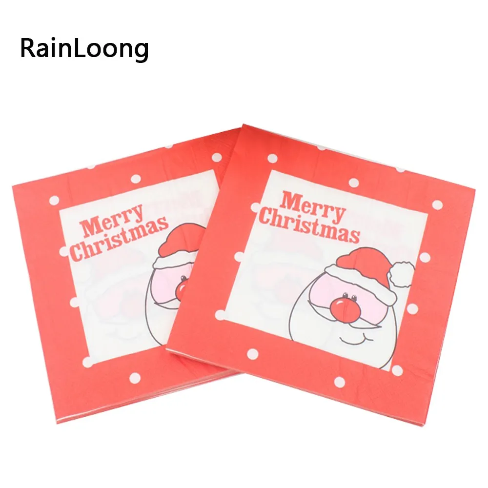 [RainLoong] Санта Бумага салфетки снеговик рождественские украшения Guardanapo 33*33 см 1 упак./лот - Цвет: Насыщенный сапфировый