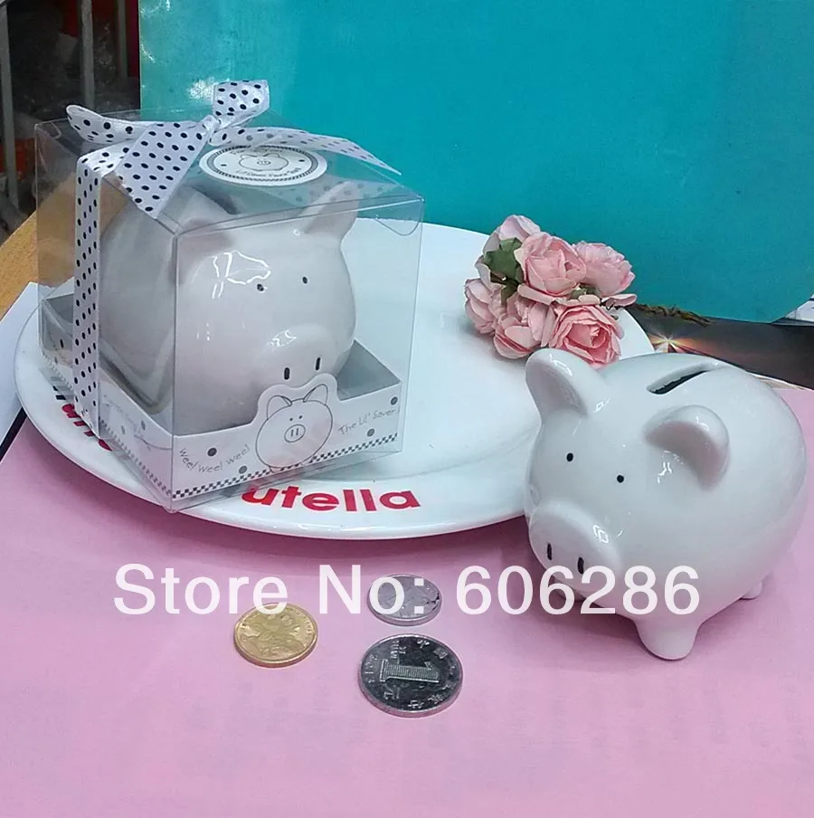 Керамическая Мини-Копилка в подарочной коробке с бантом горошек 60 шт./лот | Дом и