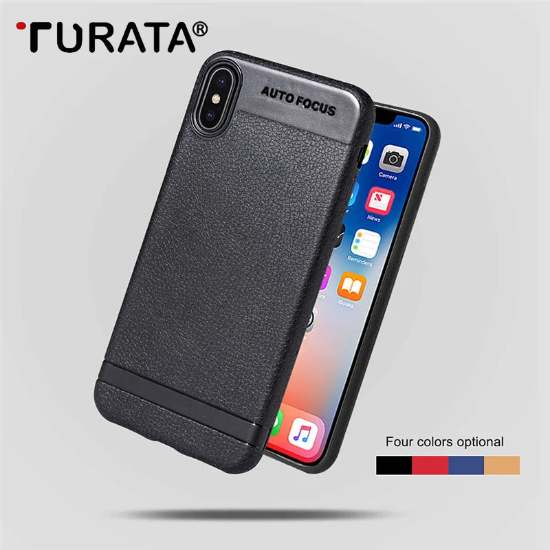 Роскошный Силиконовый противоударный чехол Turata для iPhone X 7 8 6 6s Plus кожа личи мягкий