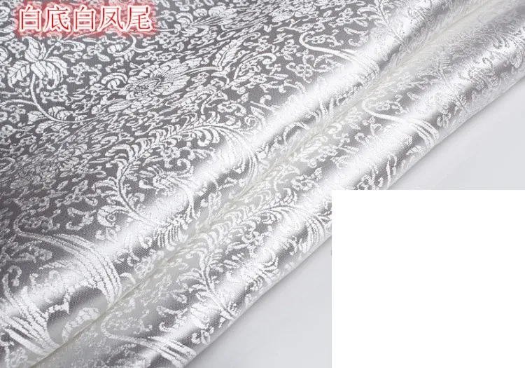 white 90 см* 50 см жаккардовая Дамасская китайская детская одежда кимоно ханьфу парча Атлас Феникс ткани - Цвет: white