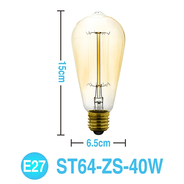 ST64-40W Retro Filament Lamp E27 E14 Edison Bulb 60W 40W 25W Bombilla AC240V Outdoor Decoration Lighting For Party Bar Restaurant Shop - Испускаемый цвет: ST64-40W