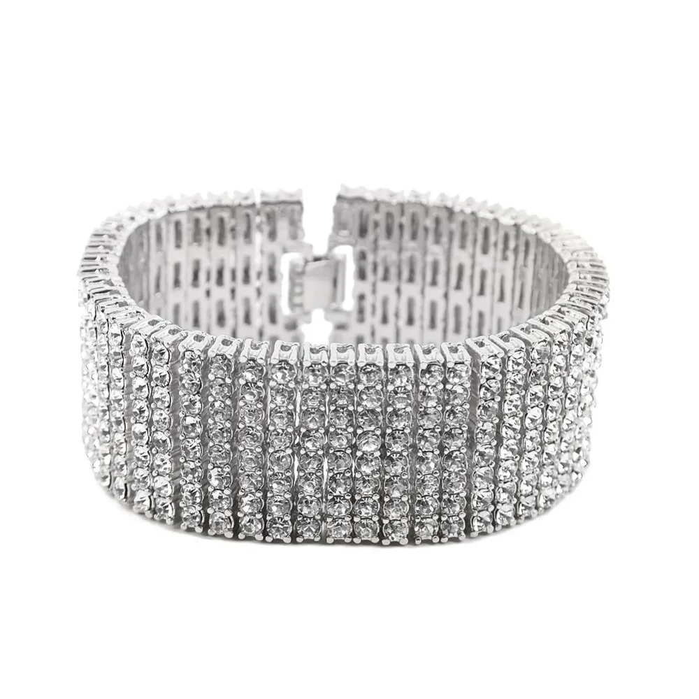 В стиле хип хоп Полный Стразы Bling льдом реперские кепки золотой браслет Цвет 8