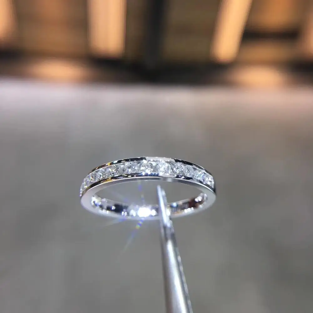 Обручальное кольцо ANI 18K из белого золота (AU750) обручальное с естественной