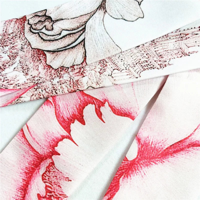 Популярный бренд тощий шарф с цветами пиона новинка 2021 шелковый для женщин