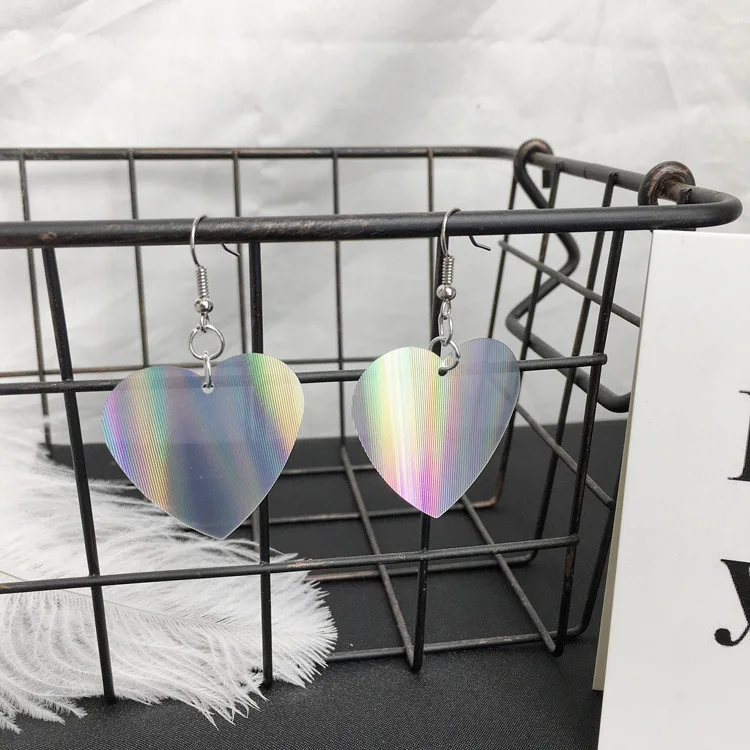 Trendy Big Sequin Heart Dangle Earrings for Women Minimalist Chic Silver Color Earing Gift For Friend Jewelry Accessories | Украшения и