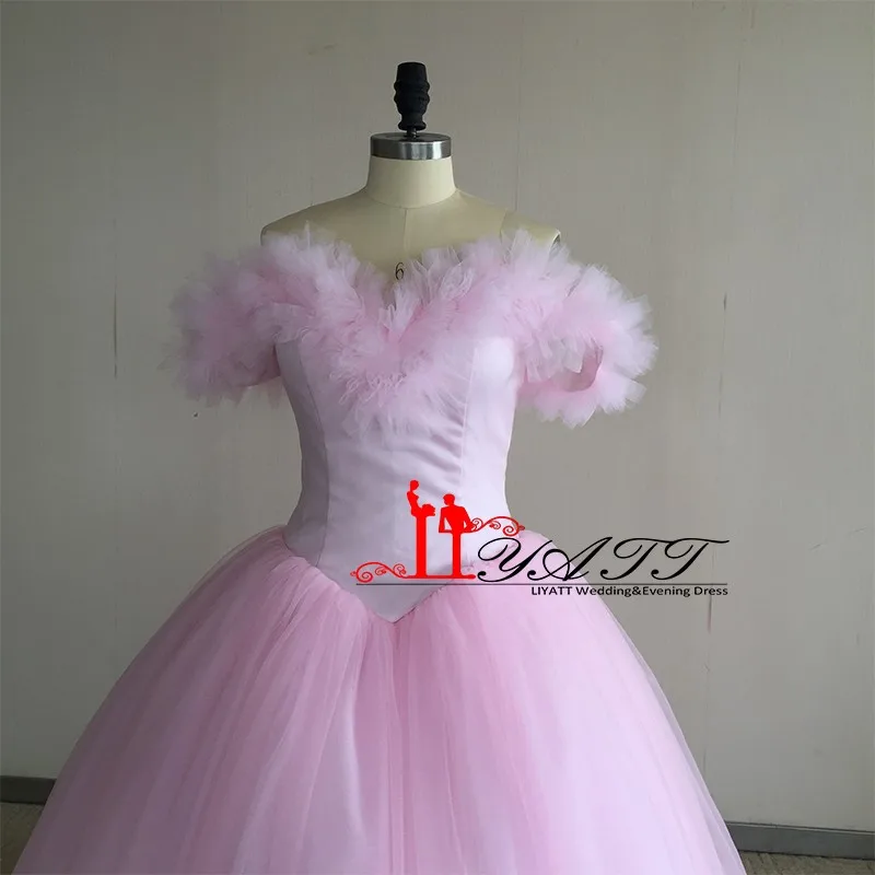 Real Photo Off The Shoulder Baby Pink Flowers Ball Gown Quinceanera Dresses 2017 Tulle Vestidos De 15 Anos Custom | Свадьбы и
