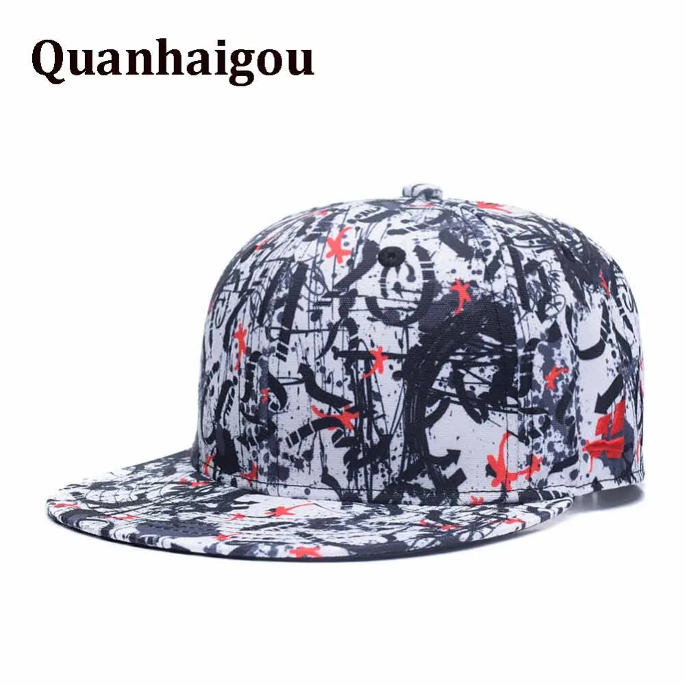 Бренд Quanhaigou красная танцевальная звезда Snapback модная бейсболка с граффити черная