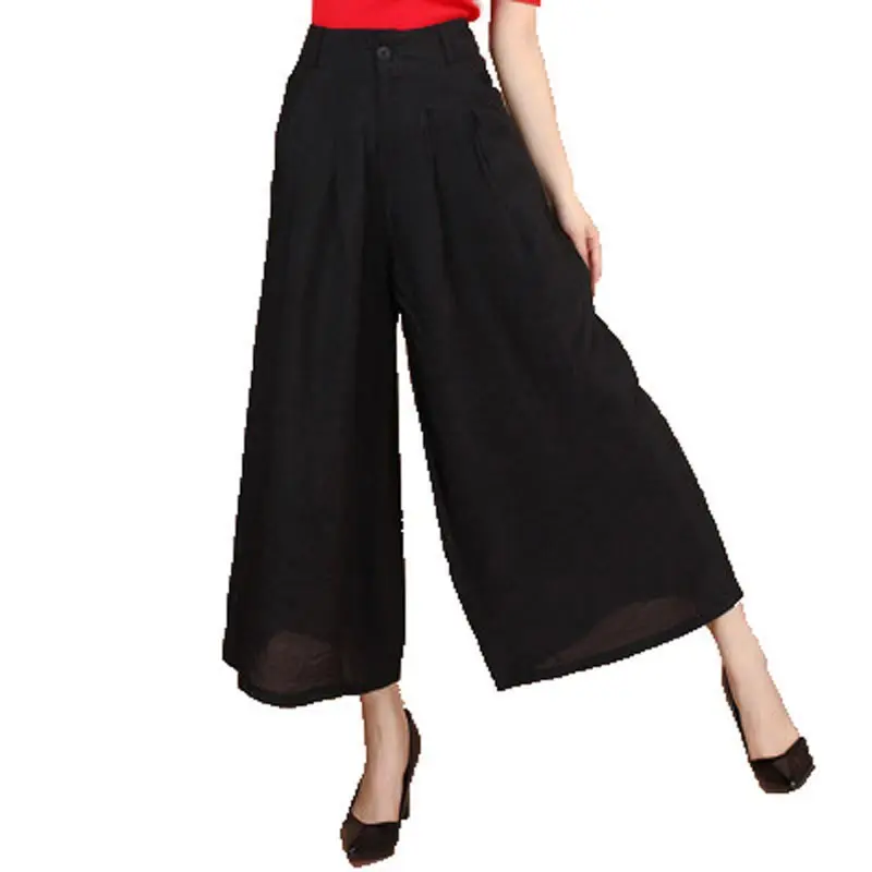 Женские широкие брюки с цветочным принтом 2016 летние повседневные штаны высокой