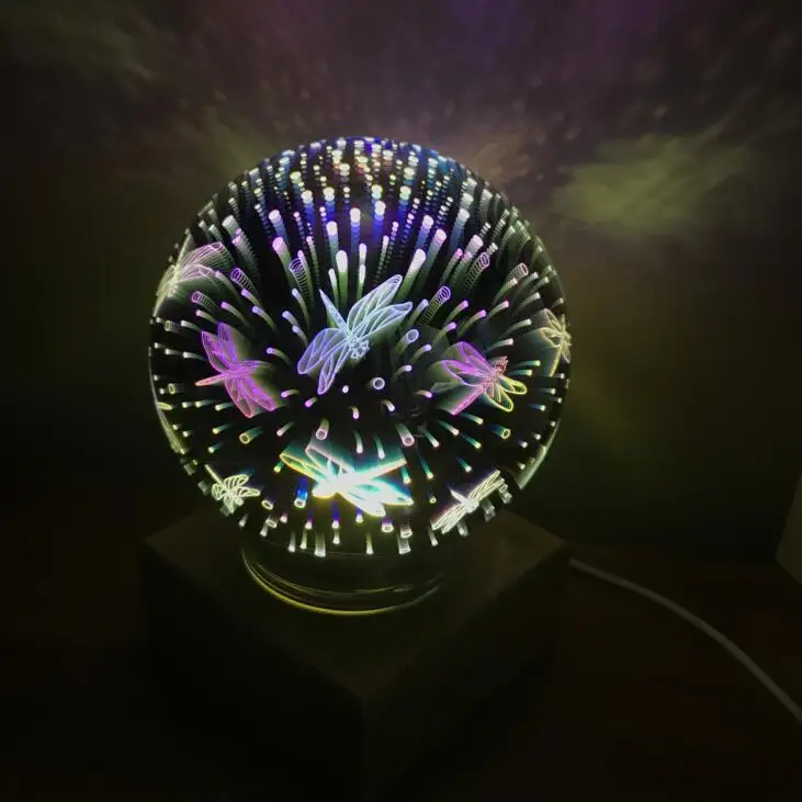 dragonfly 3D красочный небо светодиодный ночник Луна лампа USB дети спальня проекция волшебная лампа фейерверк бабочка Рождественский свет - Испускаемый цвет: dragonfly