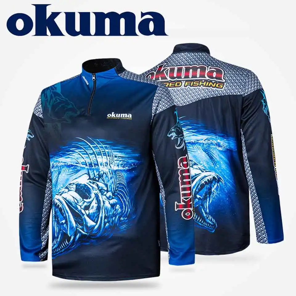 Оригинальная одежда для рыбалки OKUMA, рубашки для рыбалки, Майки для рыбалки, дышащие впитывающие пот солнцезащитные, для спорта на открытом воздухе