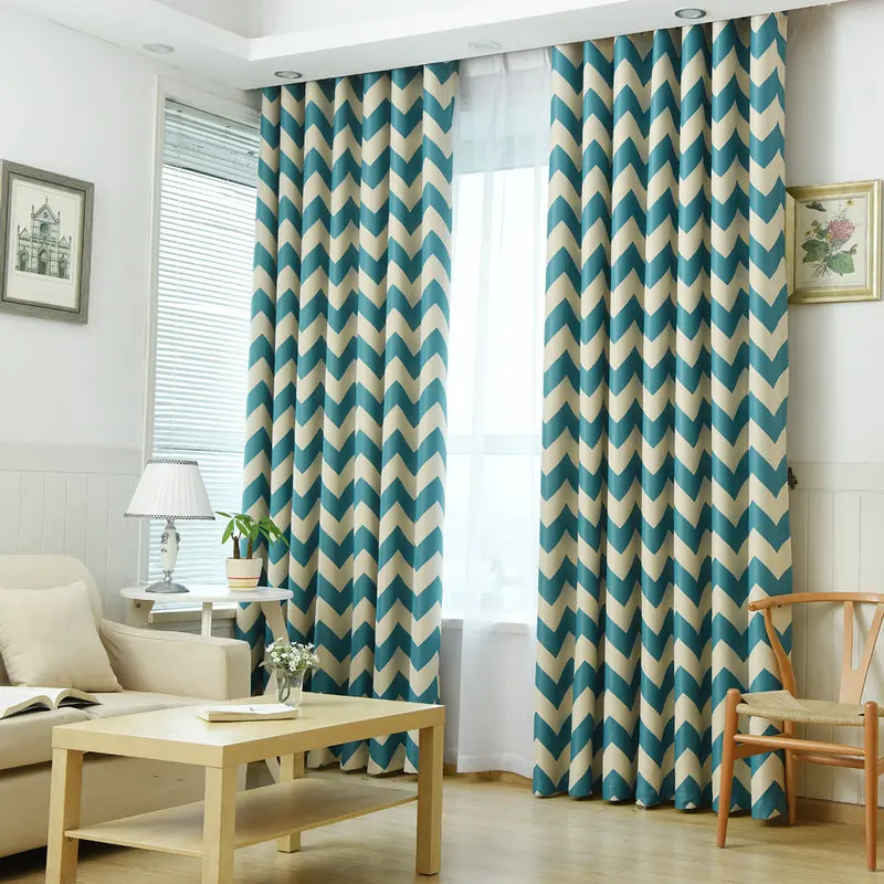 Затемненные занавески для лета в полоску кухни синие/желтые/темно синие панели