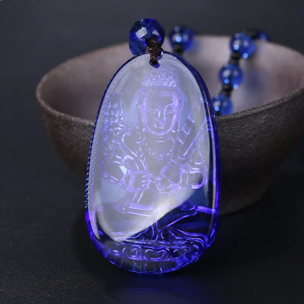 Длинное ожерелье с синим кристаллом Будды восьмипокровный кулон тибетский
