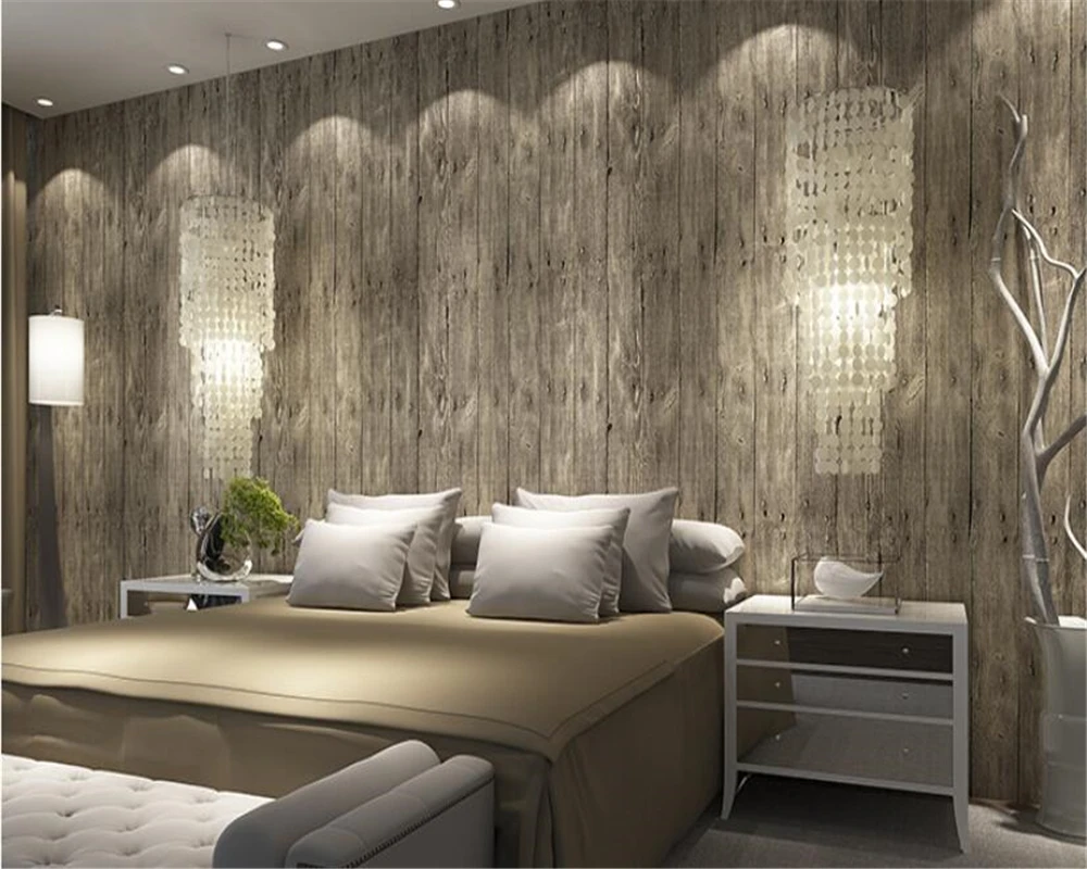 

beibehang behang Vintage wallpaper imitation wood plank wallpaper roll decoration bar clothing store background 3d wallpaper