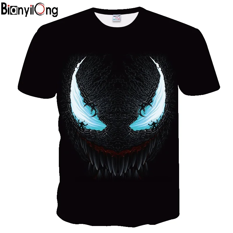 BIANYILONG Venom футболки с 3D-принтом Для мужчин повседневная рубашка короткий рукав Фитнес T мужские Топы Рубашки Вес подъема базы Слои