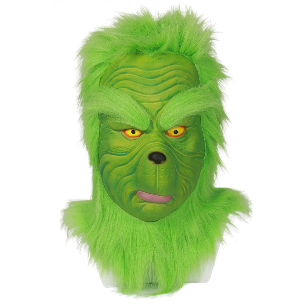 Как Grinch украла Рождество зеленая маска шлем фильм аксессуары для косплея