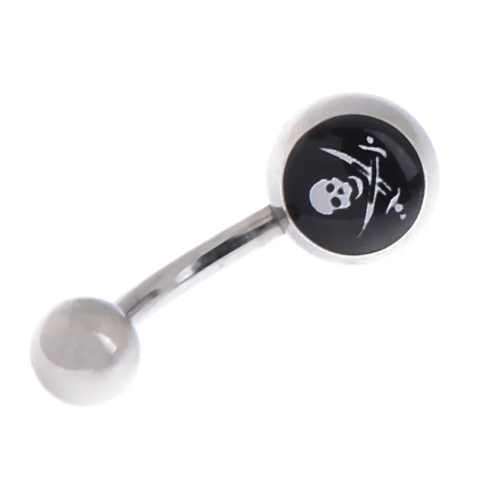 10 шт./лот гвоздики из хирургической стали для пупка Кольца Череп Пламя вишня