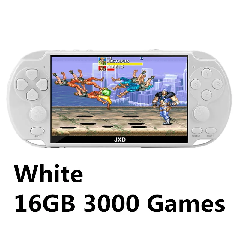 White 16GB3000 games Новая JXD 5,1 дюймовая игровая консоль 48 ГБ, встроенный в 9450 игр для aracde neogeo/cps/gba/gbc/GB/snes/nes/smd mp3mp4 плеера DV/DC - Цвет: White 16GB3000 games