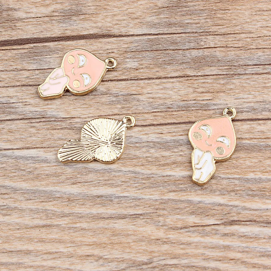 Оптовая продажа Мода 10 шт./лот сплава капли масла мультфильм милый эмаль персик